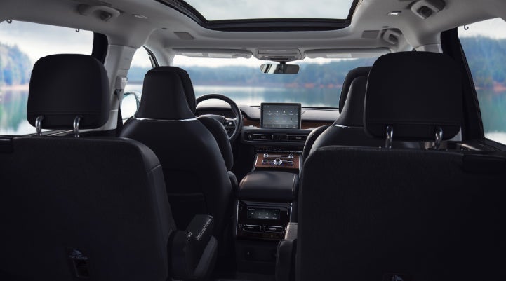The interior of a 2024 Lincoln Aviator® SUV from behind the second row | Boulevard Lincoln in Georgetown DE