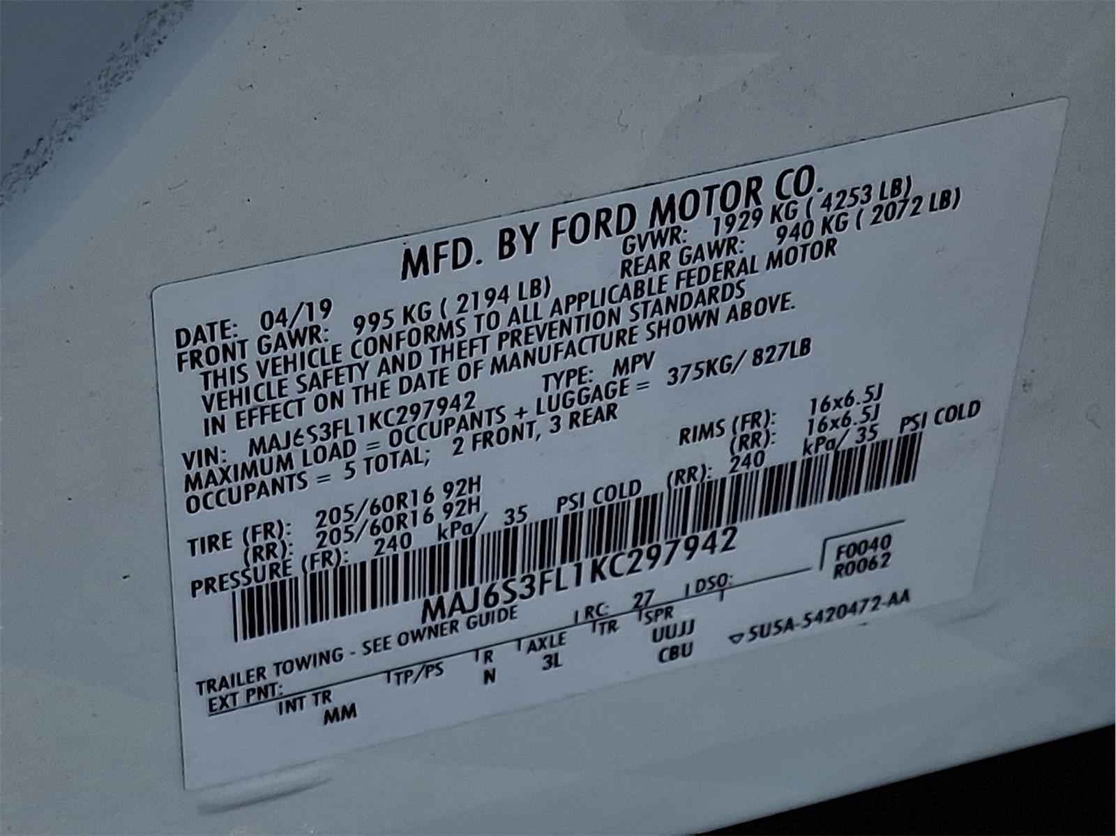 2019 Ford EcoSport S